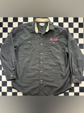 Carhartt Long Sleeve Button Up Shirt Men's XLR Black Embroidered Workwear